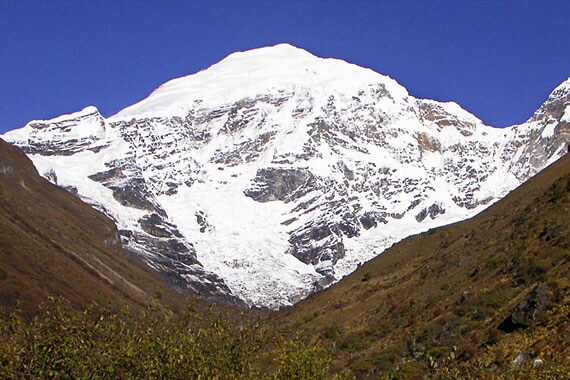 Camp below the Goddess Peak, Chomolhari (24,000'), Bhutan's most venerated mountain.