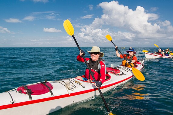 Our basecamp at Glovers Atoll include fantastic days of kayaking and snorkeling.