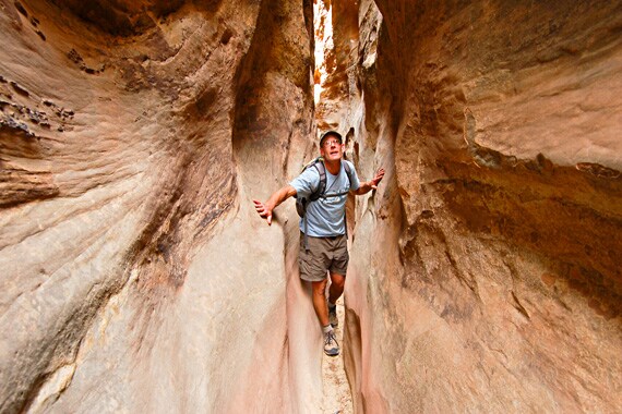 Hundreds of unnamed canyons waiting to be explored cut through the Waterpocket Fold. Some are just wide enough to squeeze through!