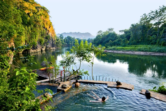 We have time in the evening to enjoy the spring-fed pools in front of our tented camp.