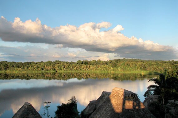 View of the lake from Napo Wildlife Center's main lodge.