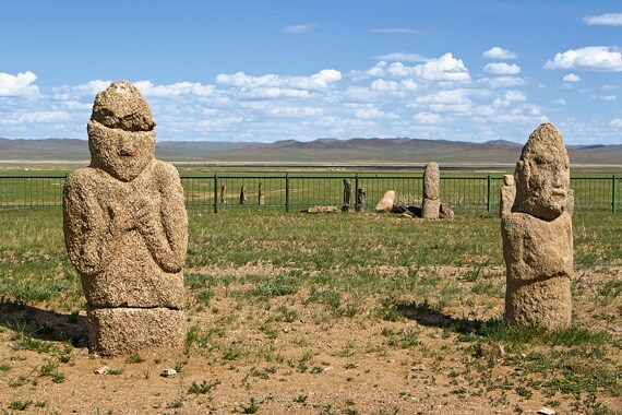 Mongolia's steppes hold hidden gems that hint at the tribes of its distant past, such as these intricately carved figures dating from the Turkish period.