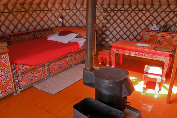 Your private ger (traditional Mongolian yurt) is a cozy place to sleep at night. The camp staff will light your stove each morning and in the evening to ward off the night's chill.