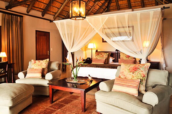 On safari, we spend three nights at the deluxe Savannah Lodge in the renowned Sabi Sands Reserve.