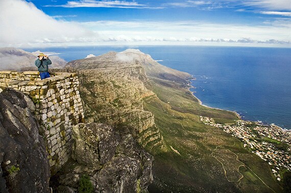 Enjoy panoramic views of Cape Town from the top of Table Mountain.