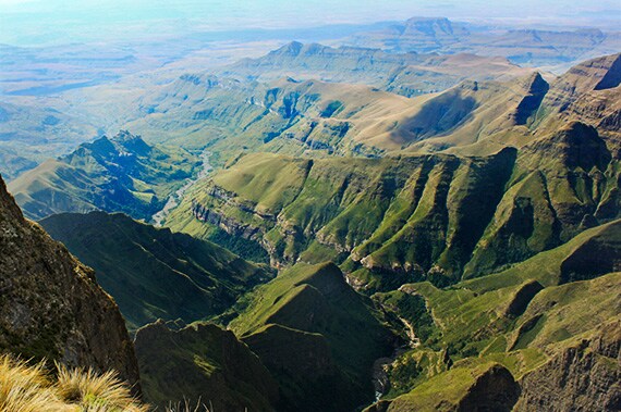 The Drakensberg Mountains are a UNESCO World Heritage Site containing some of Southern Africa's highest peaks.