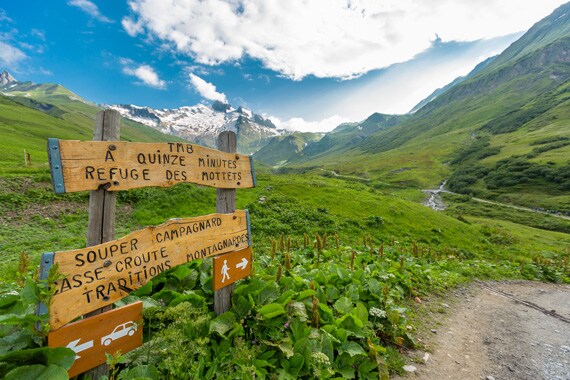 Enjoying a frothy reward after the steep ascent to the Fenetre d'Arpette (8760'), our highest point on the Tour du Mont Blanc, with amazing views of the Trient Glacier.