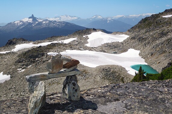 Whistler's iconic Black Tusk soars in the distance.