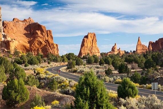 We spend two nights relaxing at the historic national park lodge in the heart of Zion Canyon, an ideal location for exploring the park by bike and on foot.