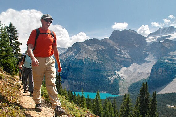 From our camp at Lake Louise, trails lead us to ridgelines, alpine meadows and snowy peaks.