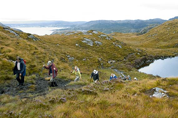 ...across open moorlands strewn with waterways and lakes...