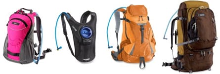 variety of hydration packs