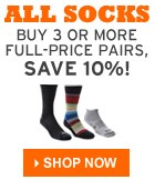 All Socks:  Buy 3 or more full-price pairs, save 10%!  Shop now