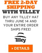 Free 2-Day shipping with Tilley & Royal Robbins: Buy any Tilley or Royal Robbins item thru 6/14 and your entire order ships free!