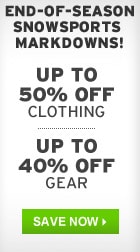 SHOP END-OF-SEASON SNOWSPORTS MARKDOWNS.