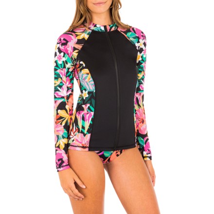 Floral Pop Long-Sleeve Zip Rashguard - Women's