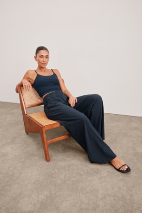 Stretch Woven Wide-Leg Pants - Women's