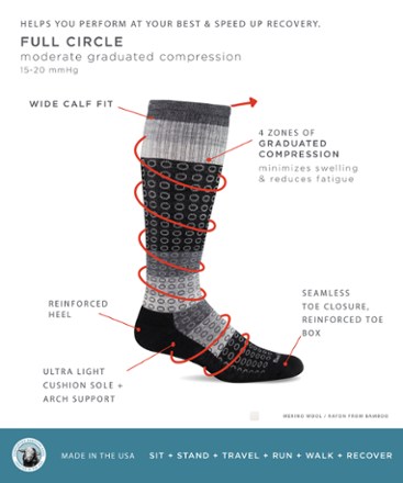 Full Circle Compression Socks - Wide Calf Fit Women's