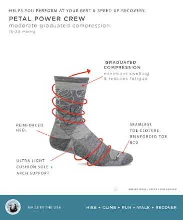 Petal Power Compression Crew Socks - Women's