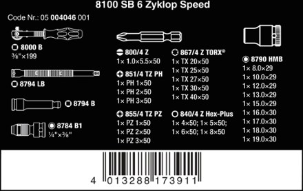 8100 SB 6 Zyklop Speed Ratchet Set