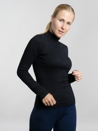 300 Lightweight Alpaca Wool Half-Zip Base Layer Top - Women's