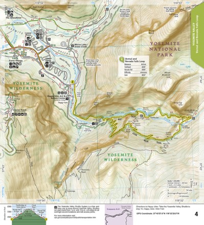 Yosemite National Park Day Hikes Topographic Map Guide