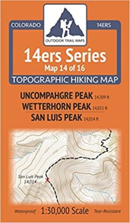 Colorado 14ers Series Map - Uncompahgre Peak, Wetterhorn Peak, San Luis Peak