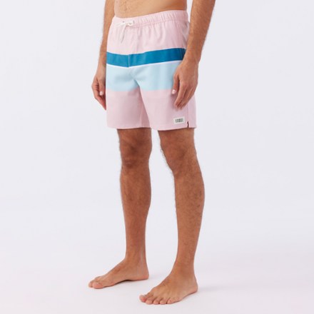 Block Volley Elastic Waist 17" Swim Trunks - Men's