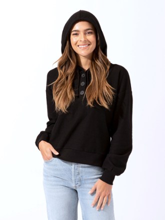 Double Knit Slub Henley Hoodie - Women's