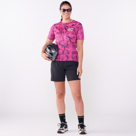Grid Floral LTD Printed Bike T-Shirt - Women's