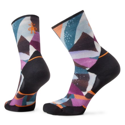 Trail Run Targeted Cushion Mosaic Pieces Print Crew Socks - Women's