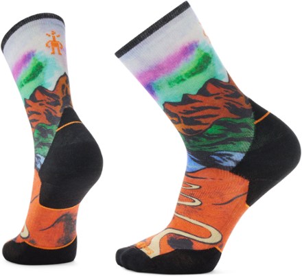 Trail Run Targeted Cushion Singletrack Print Crew Socks - Men's