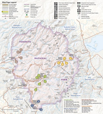Yosemite National Park Day Hikes Topographic Map Guide