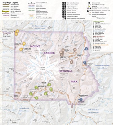 Mount Rainier National Park Day Hikes Topographic Map Guide