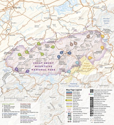 Great Smoky Mountains National Park Day Hikes Topographic Map Guide