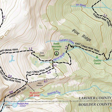 Colorado 14ers Series Map - Longs Peak, Culebra Peak