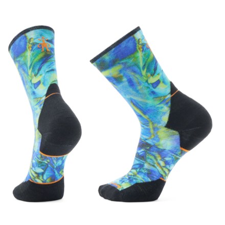 Trail Run Targeted Cushion Reflections Print Crew Socks - Men's