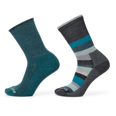 Everyday Roll Top and Multi-Stripe Crew Socks - Women's 2 Pairs