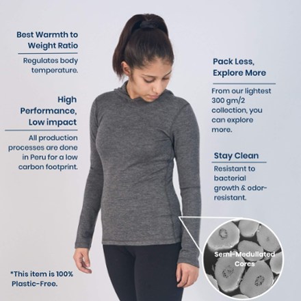 300 Lightweight Alpaca Wool Pullover Base Layer Hoodie - Women's