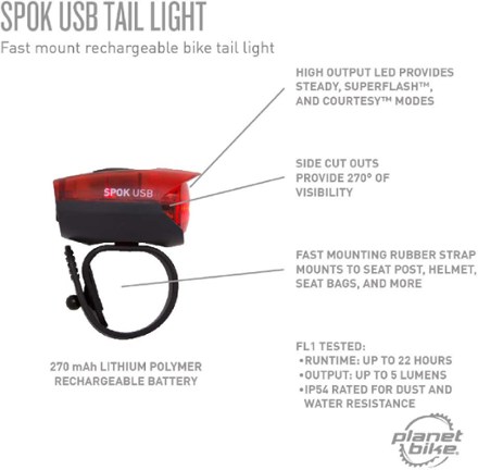 Spok 50 USB Front and Rear Bike Light Set