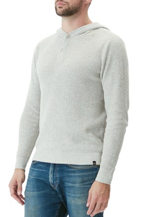 Waffle Knit Henley Hoodie Sweater - Men's