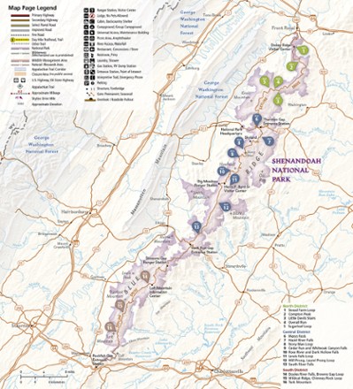 Shenandoah National Park Day Hikes Topographic Map Guide