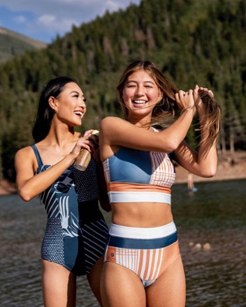 Patchwork One-Piece Swimsuit - Women's