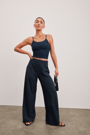 Stretch Woven Wide-Leg Pants - Women's