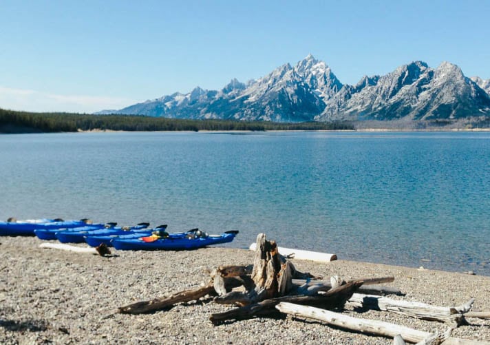 Kayaking Jackson Lake provides a unique vantage point for taking in epic views of Grand Teton.