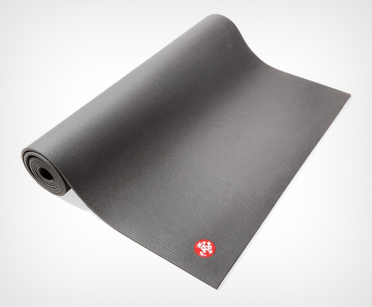 A gray yoga mat is displayed against a transparent background