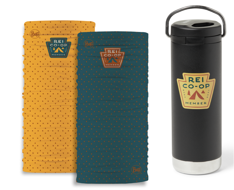 Two Buff neck gaiters and a Klean Kanteen water bottle
