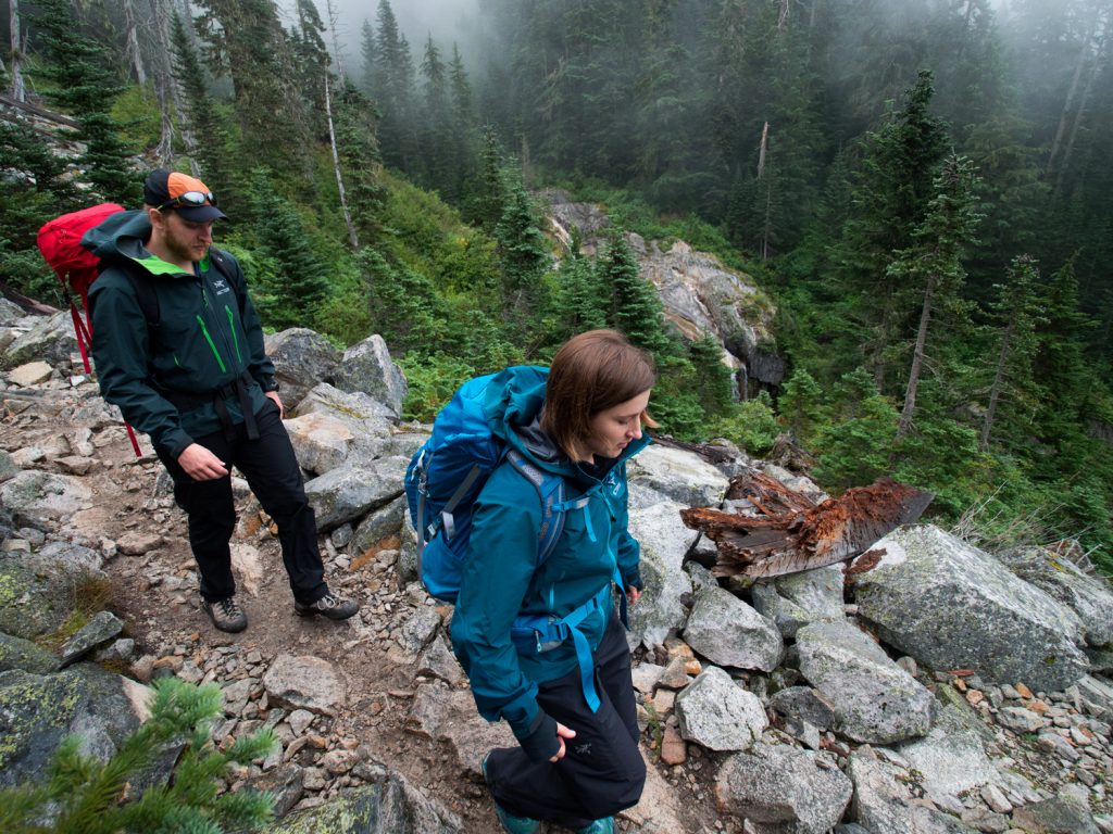 Backpackers on a trail