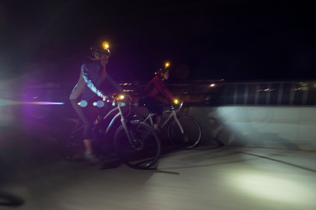 Riding at night with lights
