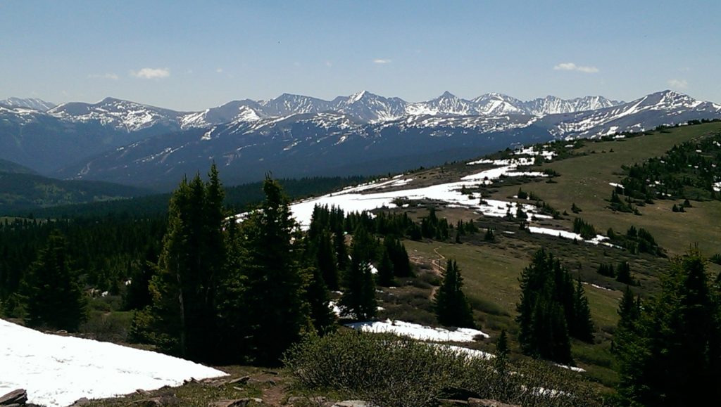 View of snow-capped mountains from Shrine Mountain.